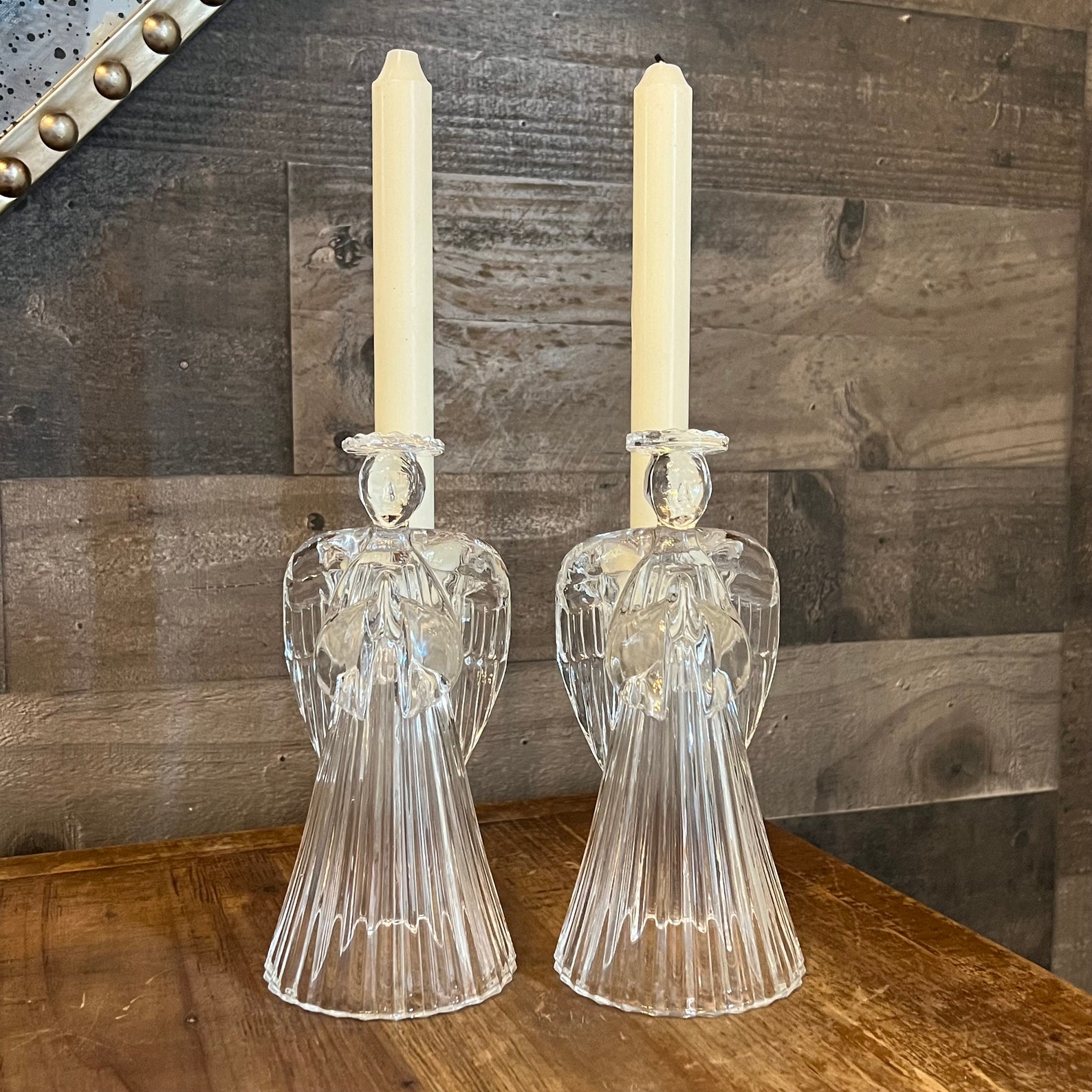 2 Crystal Angel Candlestick Holders Etsy