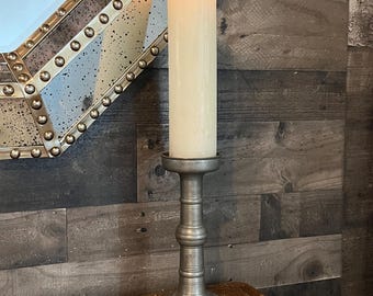 Vintage Tall Pewter Pricket Pillar Candle Holder