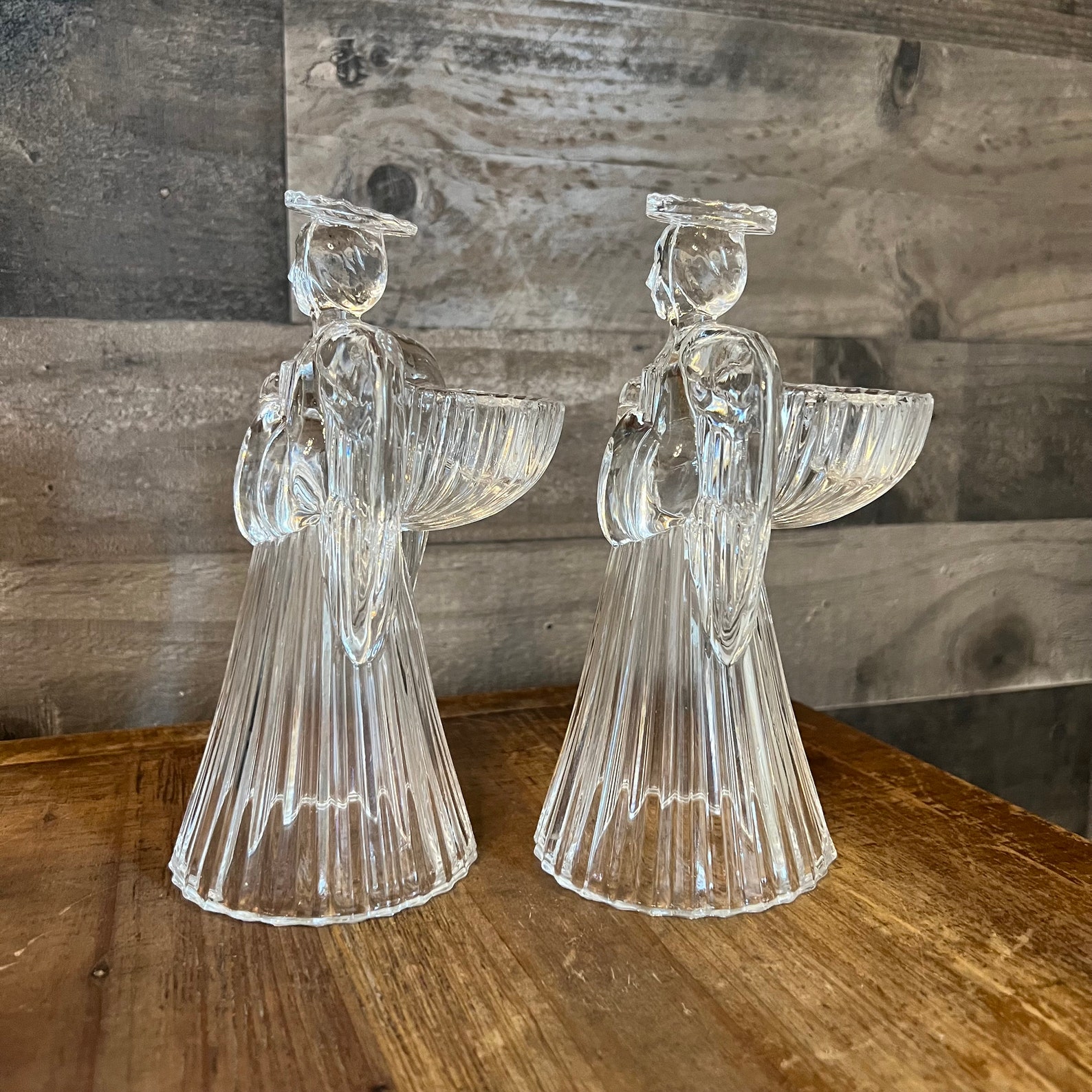2 Crystal Angel Candlestick Holders Etsy