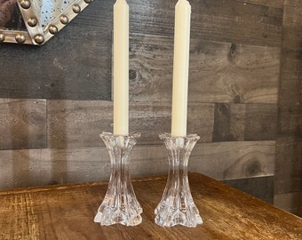 Mikasa Crystal Harlow Candlestick Holders - Pair