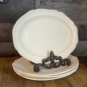 Vintage White Oval Plates - Set of 4