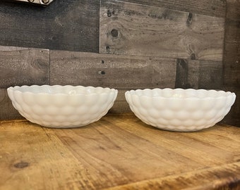 ヴィンテージ アンカーホッキング ミルクガラス バブルボウル - ペア