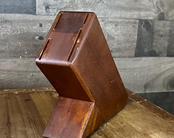 Ceppo portacoltelli in legno vintage a 4 scomparti senza coltelli