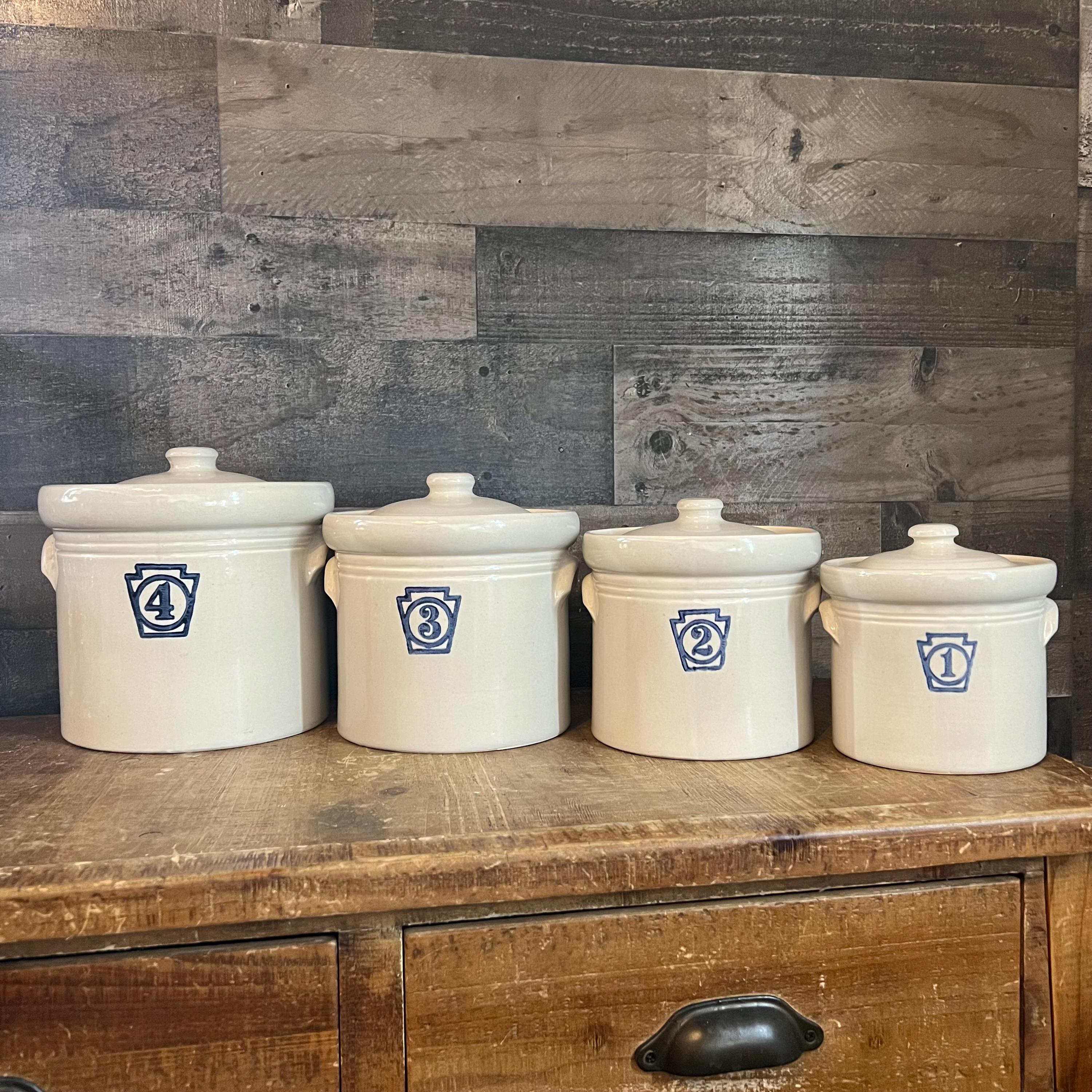 Vintage Pfaltzgraff Yorktowne Stoneware Lidded Canister Set