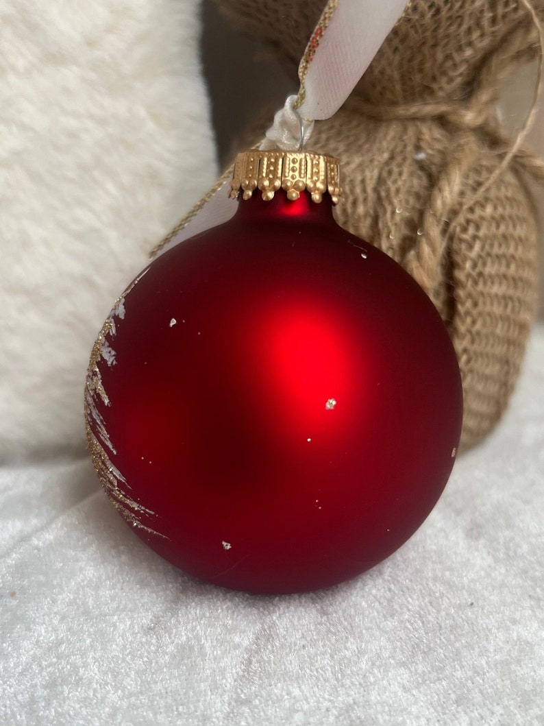 Hand Painted Red Glass Christmas Ornament Etsy