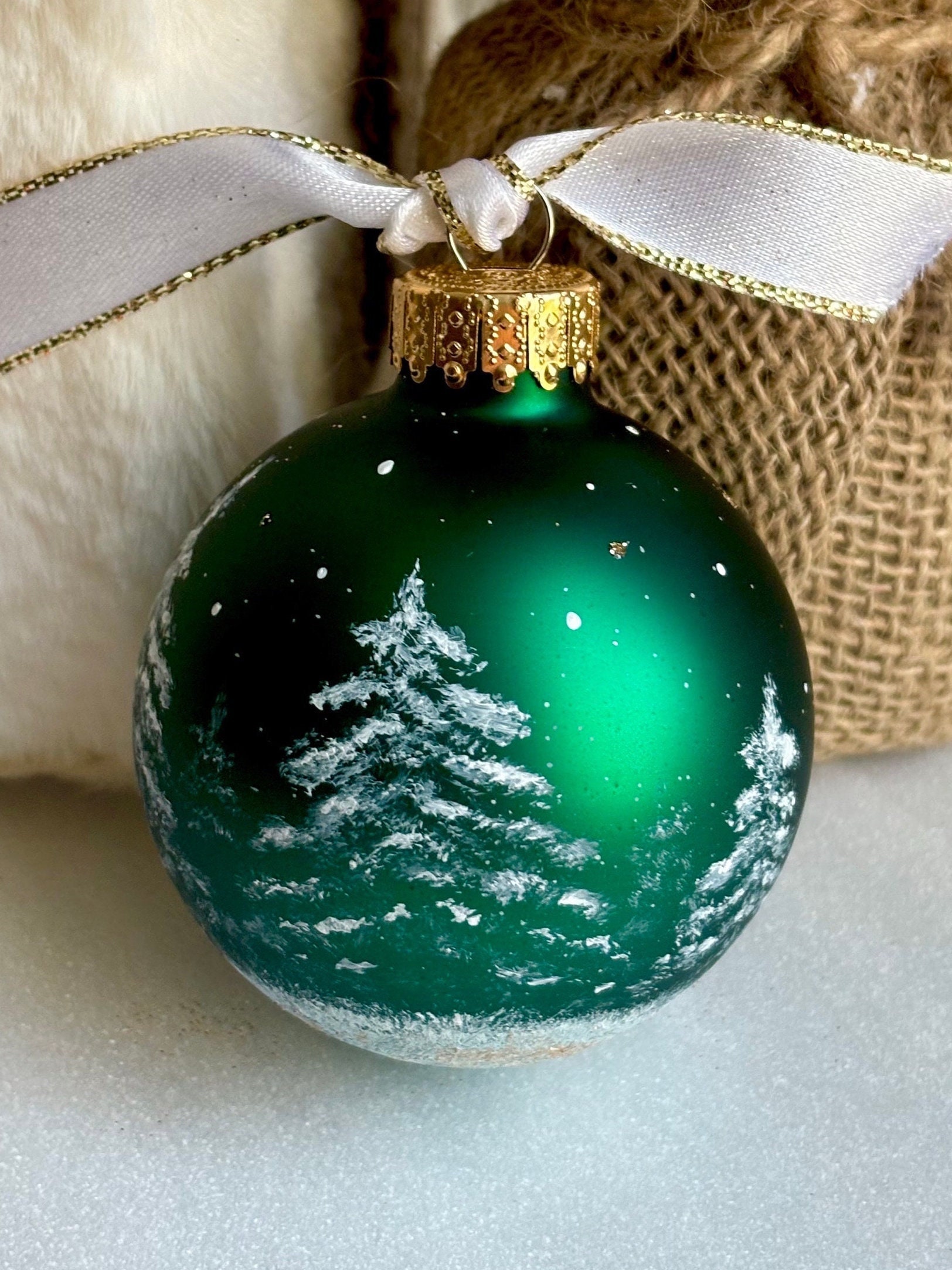 Large hand painted glass christmas ornaments