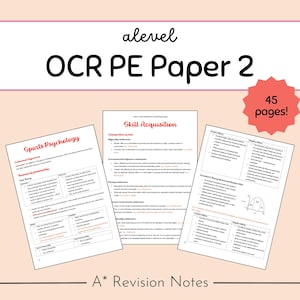 Könnte beinhalten: Ein Satz von drei A-Level OCR PE Paper 2 Revisionshinweisen, die Sportpsychologie, Kompetenzerwerb und die Beziehung zwischen Kompetenz und Leistung behandeln. Die Notizen sind 45 Seiten lang und beinhalten Diagramme und Tabellen.