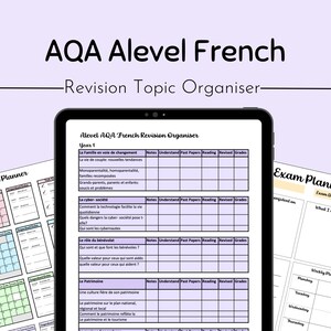 AQA Alevel French Topic Organiser / Progress Tracker / Checklist