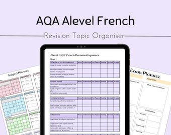 AQA Alevel French Topic Organiser / Progress Tracker / Checklist