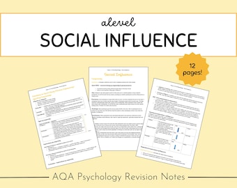 A Level Psychology Notes - Social Influence, A* Revision Notes - Etsy UK