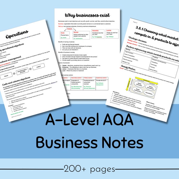 Notas de revisión empresarial AQA A-Level - Año 1 + 2