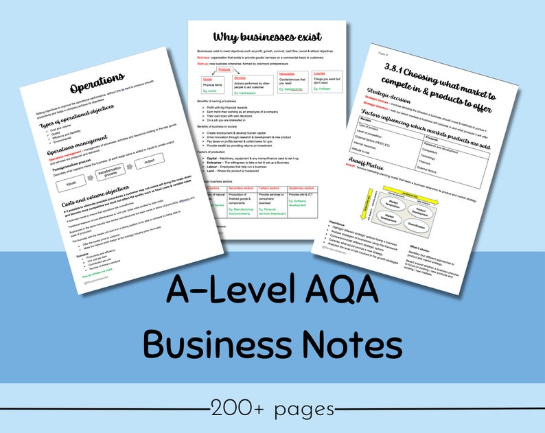 AQA A-Level Business Revision Notes Year 1 2 image 1