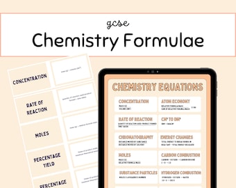 GCSE Chemistry Formulae Equation Flashcards & Revision Sheet