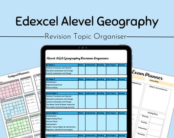 Edexcel Alevel Geography Topic Organiser / Progress Tracker / Checklist