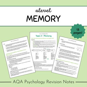 AQA A-Level Psychology Revision Notes: Memory