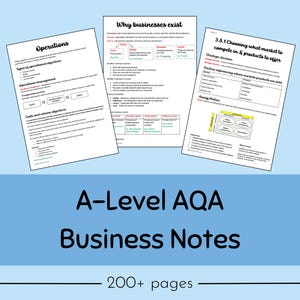 AQA A-Level Business Revision Notes – Year 1 + 2