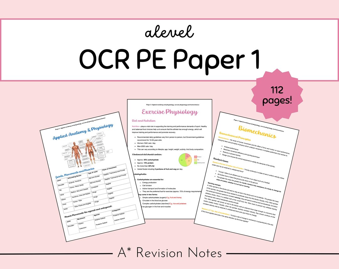 OCR A-level PE Paper 1 Revision Notes: Applied Anatomy and Physiology ...