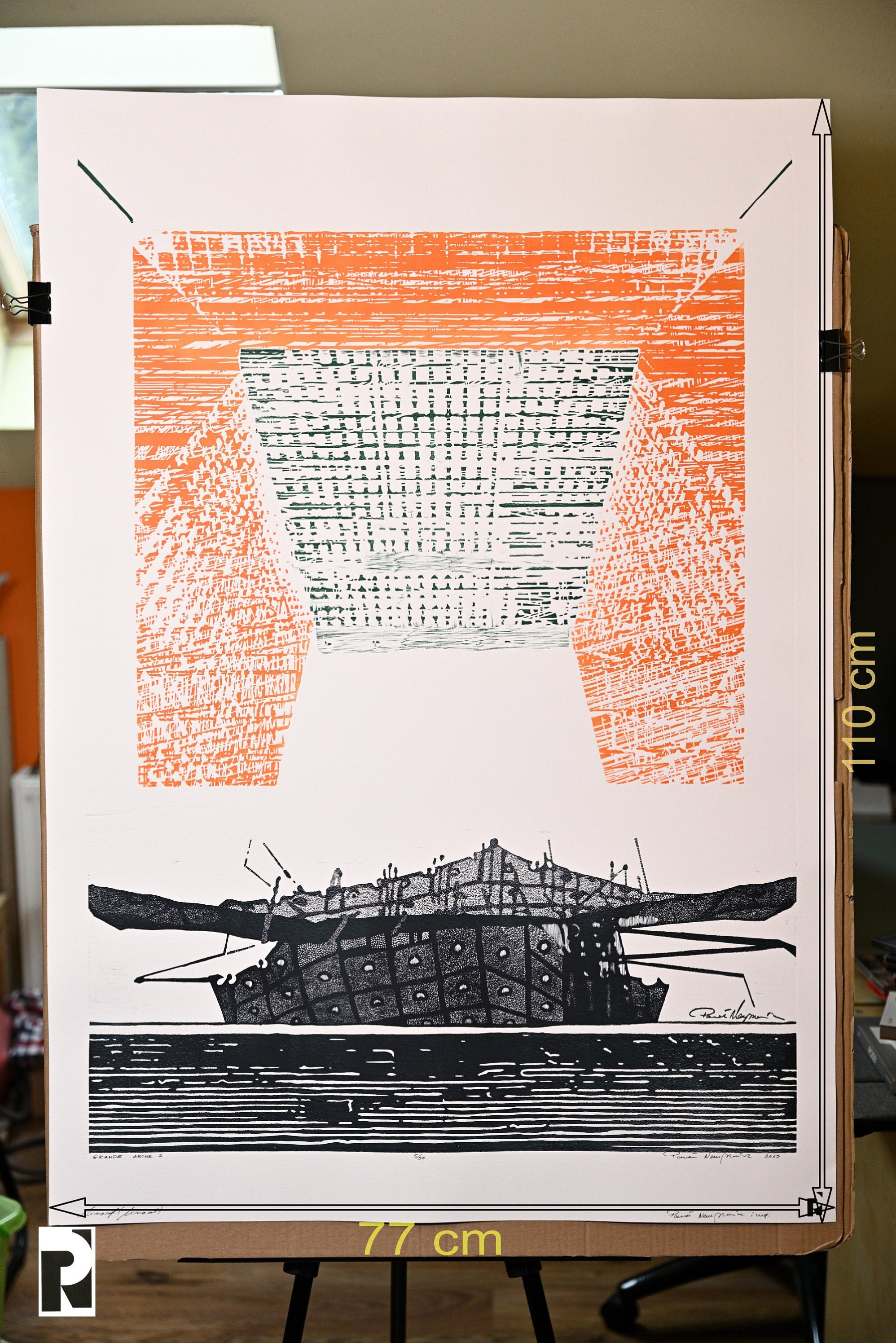 Grand Arche 2 - Handmade Linocut, Graphic, by Pawel Naumowicz - Etsy