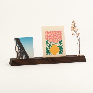 Grand porte-cartes en Noyer US avec Soliflore – Cadeau Élégant et Pratique pour Bureau & Maison