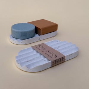 Die Duo-Seifenschale weiß | Halter für 2 Seifen | Elegantes und praktisches Badezimmerzubehör | Zero-Waste-Geschenkidee | Verrottungsfest