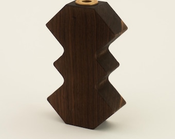 Walnut Bud Vase and Candle Holder with Brass Adapters for Various Candle Sizes – Elegant Unique Home Decor