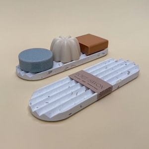 Le Grand Porte-Savon Blanc - Extra Large pour 3 produits minimum - Design minimaliste pour salle de bain ou cuisine - Cadeau zero déchet