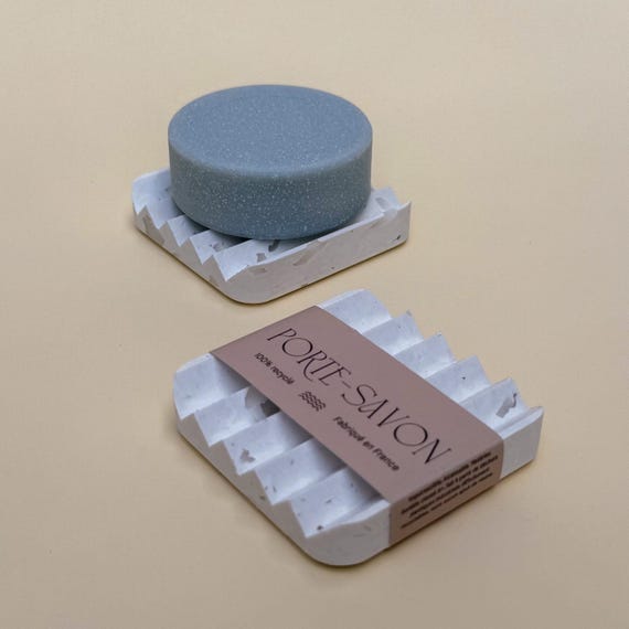 Porte-savon blanc carré | Support minimaliste pour 1 savon | Accessoire de salle de bain | Idée cadeau zéro déchet | Imputrescible