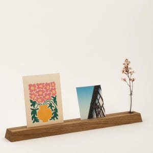 Porte-cartes en chêne grand format avec soliflore design élégant cadeau bureau naturel bois massif