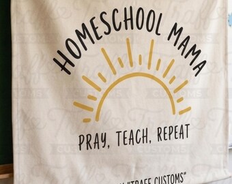 Homeschool Mama SVG | Pray Teach Repeat Boho Sun Design (Digital Download)