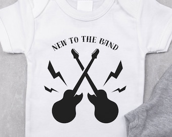 New To The Band Bodysuit, Rock On Onesie®, Guitar Baby Bodysuit, Rock and Roll Kids Shirt, Rocker Baby Clothes, Baby Shower Gift