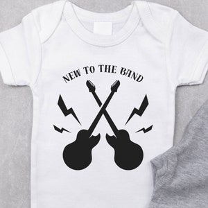 New To The Band Bodysuit, Rock On Onesie®, Guitar Baby Bodysuit, Rock and Roll Kids Shirt, Rocker Baby Clothes, Baby Shower Gift