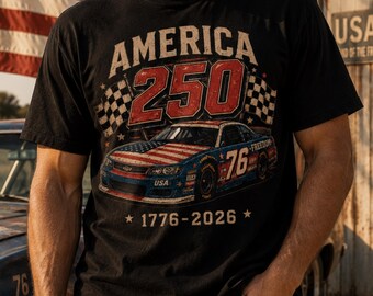 America 250 Racing Shirt | Patriotic Vintage NASCAR Tee, USA Birthday Graphic