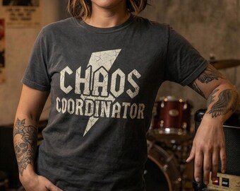 Chaos Coordinator Shirt | Vintage Rock Style Distressed Lightning Bolt Tee