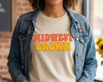 Midwest Grown T-Shirt | Retro Heartland Pride Tee, Distressed Vintage Sunset Design