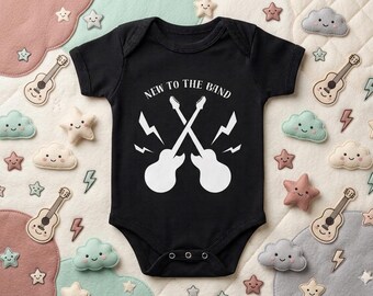 New to the Band Baby Bodysuit | Rocker Guitar Onesie, Edgy Music Gift