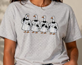Funny Catholic Geese T-Shirt | Sign of the Cross Tee | Christian Meme Humor