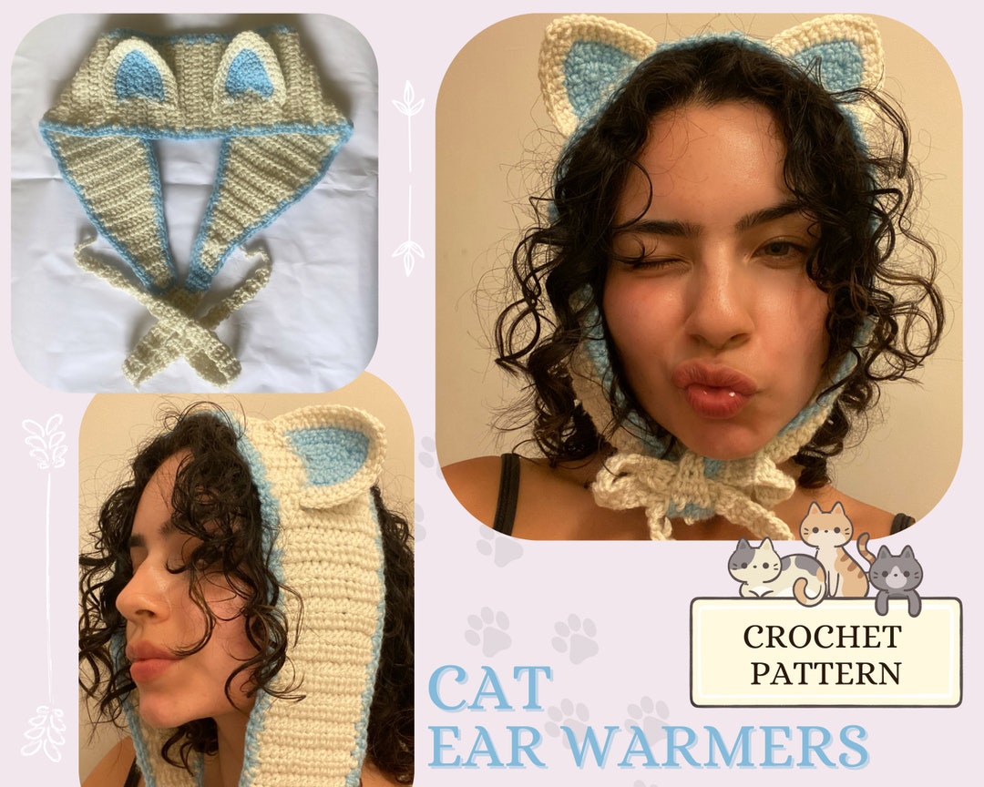 Cat Ear Warmers Kitty Ear Muffs Kitty Ear Warmers Crochet Pattern PDF