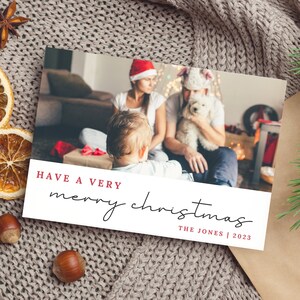 Minimalist Photo Christmas Card, Minimal Holiday Card, Family Christmas Card Template, Canva Printable Card, Personalized Christmas Card