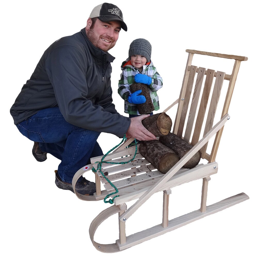 Trineo de nieve para niños – Trineo de nieve de madera con asiento  acolchado y cuerda de tracción – Trineo de nieve de calidad canadiense  premium de