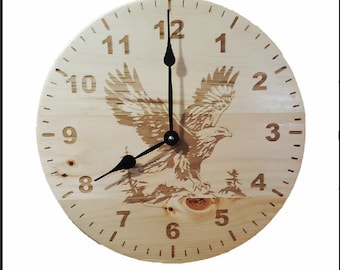 12" Wooden Clock, Pine, Varnished