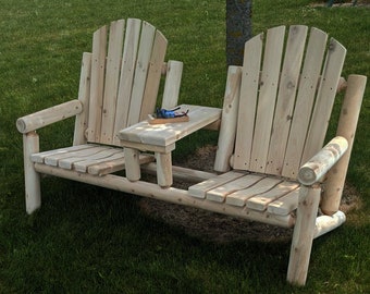 Cedar Log Outdoor Bench, Premium Quality Cedar