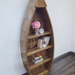 5 ft Wooden Canoe Bookshelf