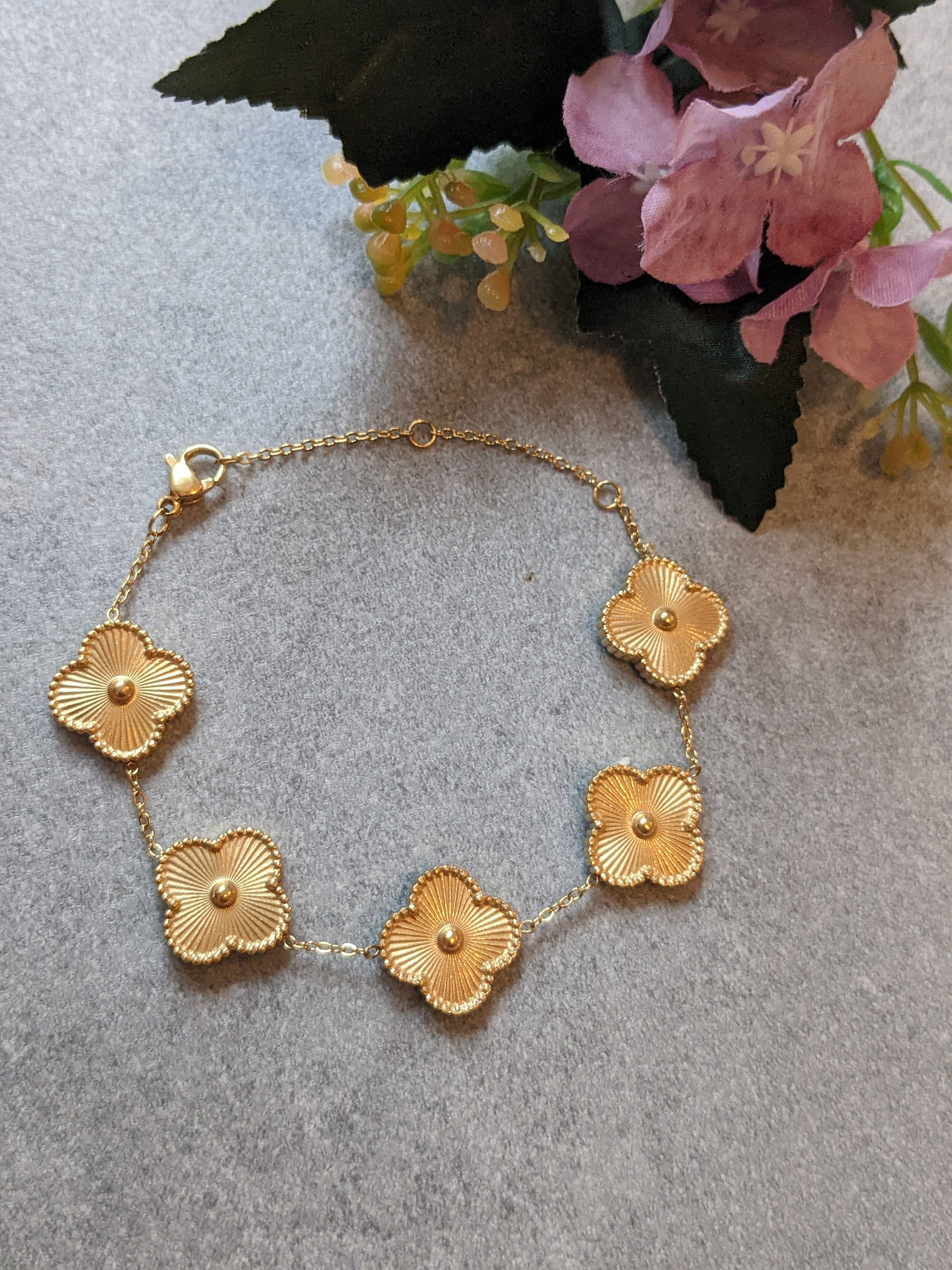 18K Gold Plated Flower Leaf Bracelet Bangle Jewellery Gift Etsy UK — free download