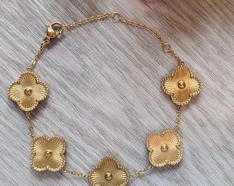 18K Gold Plated Flower Leaf Bracelet - Bangle Jewellery, Gift for Her, Birthday Gift,