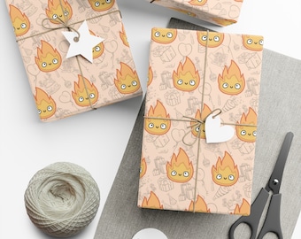 Studio Ghibli Themed - Calcifer Gift Wrap Papers (Birthday Themed)