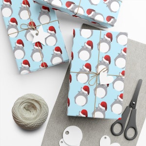 Studio Ghibli Themed - Totoro Gift Wrapping Paper: Ghibli wrapping paper / Studio Ghibli / Totoro / Christmas / Light Blue