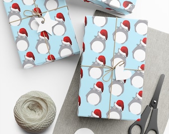Studio Ghibli Themed - Totoro Gift Wrapping Paper: Ghibli wrapping paper / Studio Ghibli / Totoro / Christmas / Light Blue
