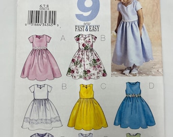 Butterick 3350 Multi size (Sizes 6, 7, 8) Children&#39;s / Girls&#39; Dress Sewing Pattern (2001) - Uncut