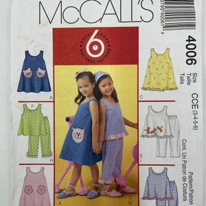 McCall&#39;s 4006 Multi size (Sizes 3, 4, 5, 6) Childrens&#39; / Girls&#39; Dresses, Topss and Pants Sewing Pattern (2003) - Uncut