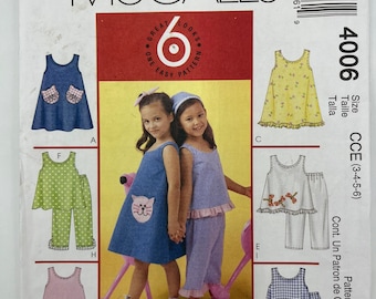 McCall&#39;s 4006 Multi size (Sizes 3, 4, 5, 6) Childrens&#39; / Girls&#39; Dresses, Topss and Pants Sewing Pattern (2003) - Uncut